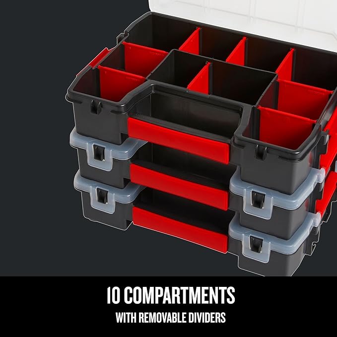 CRAFTSMAN Storage Organizer, Small Parts Organizer, 3-Packs with 10-Compartments, Lid Includes Secure Latch (CMST60964M)