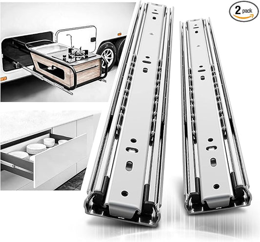 AOLISHENG 1 Pair Heavy Duty Drawer Slides 12 14 16 18 20 22 24 26 28 30 32 34 36 38 40 Inch 150 lb Load Capacity Side Mount Full Extension Ball Bearing Cabinet Rails Tool Box Runners Tracks Glides