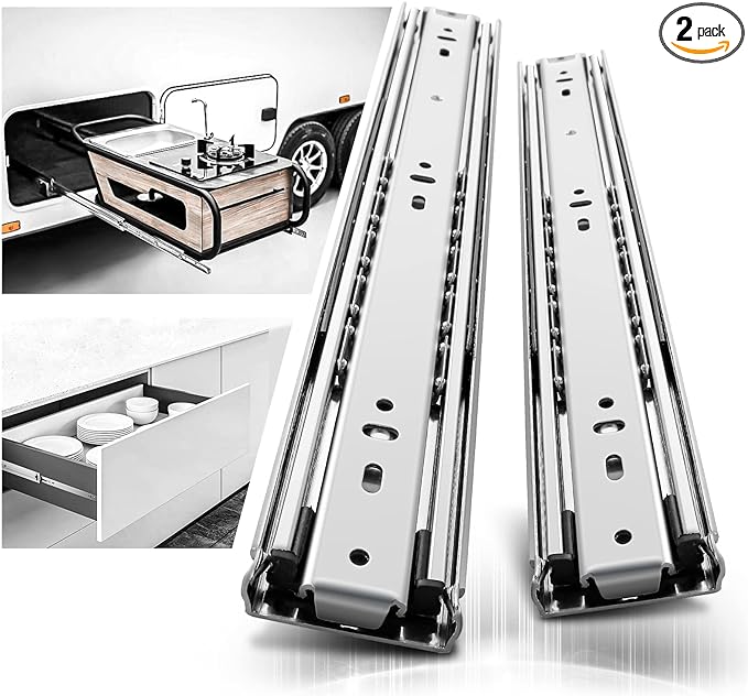 AOLISHENG 1 Pair Heavy Duty Drawer Slides 12 14 16 18 20 22 24 26 28 30 32 34 36 38 40 Inch 100 lb Load Capacity Side Mount Full Extension Ball Bearing Cabinet Rails Tool Box Runners Tracks Glides