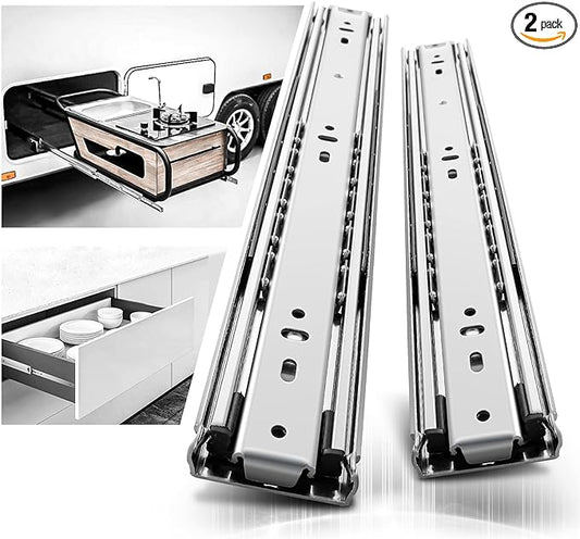 AOLISHENG 1 Pair Heavy Duty Drawer Slides 12 14 16 18 20 22 24 26 28 30 32 34 36 38 40 Inch 100 lb Load Capacity Side Mount Full Extension Ball Bearing Cabinet Rails Tool Box Runners Tracks Glides