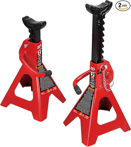 BIG RED T42002A Torin Steel Jack Stands: Double Locking, 2 Ton (4,000 lb) Capacity, Red, 1 Pair