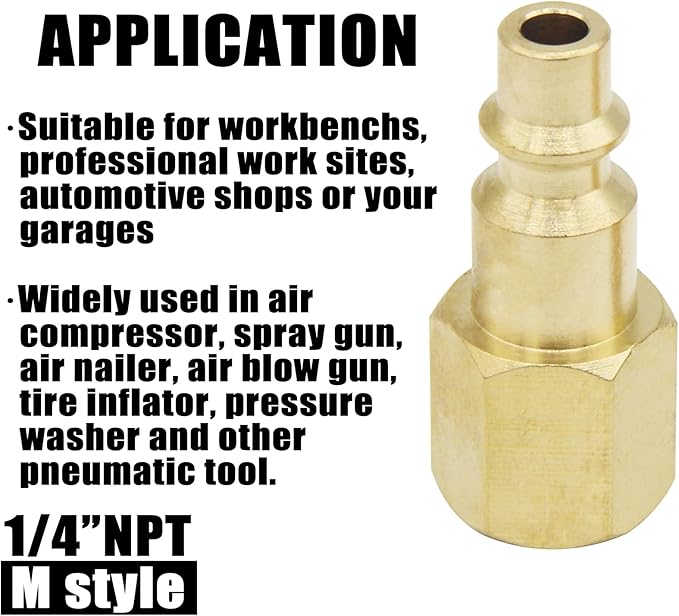 Air Hose Fittings 1/4 inch NPT Female Thread Air Plug, Air Compressor Quick Connect Fittings Durable Solid Brass 300Psi (Industrial Type D, 2 Piece)