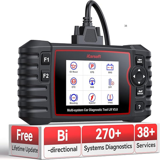 iCarsoft Bidirectional OBD2 Scanner for Land Rover/Jaguar, Full Systems in-Depth Diagnostic Scan Tool, 38 Resets/118 Graphic Data, ABS SRS Engine Transmission Code Reader -LR V3.0 (2025)