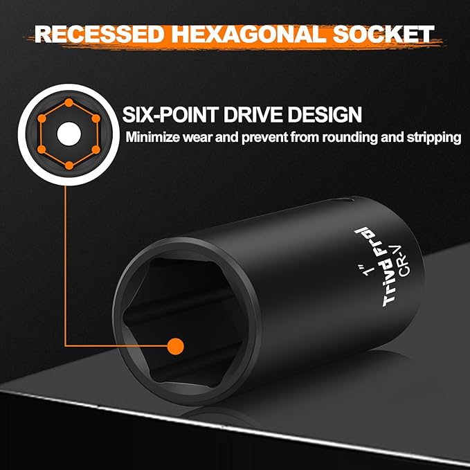 SAE Impact Socket Set 1/2" Drive - Trivd Frol 19 Piece Deep Socket Set 1/2" Impact Socket Set, SAE Socket Set 3/8" to 1-1/2" Large Socket Set, Impact Driver Socket Set, Cr-V Steel, Double Lock Case