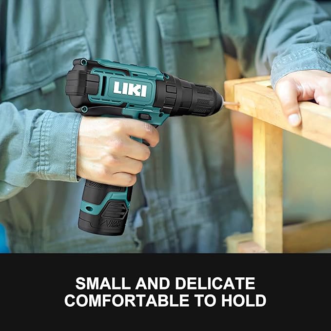 Cordless Drill Driver Set, 12V Power Drill Kit with Battery and Charger, MAX Drill 280 In-lb Torque 3/8" Keyless Chuck Built-in LED-Drill for Wood Bricks Walls Metal, Furniture Installation
