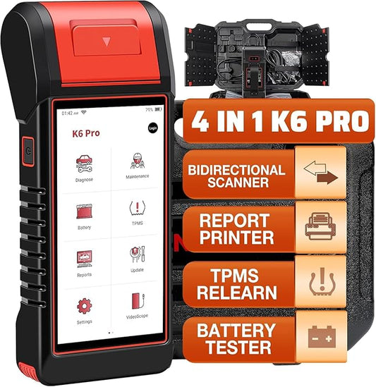 KINGBOLEN K6 PRO All Systems Bidirectional OBD2 Scanner Diagnostic Tool,Tire Pressure Programming,Battery Testing,Built-in Printer,26+ Reset,ECU Coding,FCA AutoAuth, CANFD/DoIP,2-Year Gratis Update