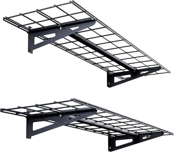 VEVOR Garage Shelving Wall Mounted, 1 x 4 ft Heavy Duty Garage Wall Shelves, 400 lbs Load Capacity Garage Storage Rack Floating Shelves, 2 Pack, Suitable for Shop, Shed, Garage Storage