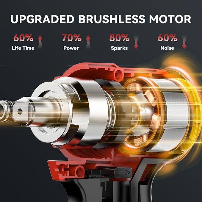 NAWIN Cordless Impact Wrench,Multi-Speed Adjustment Cordless Electric Impact Wrench with Led Light, 240 Ft& 320N Power. Impact Socket Set 1/2 Drive,20V Impact Wrench With 4.0Ah Battery, Fast Charger