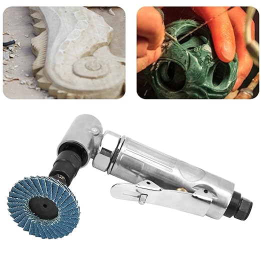 Mini Air Sander, AG‑315BS Right Angle, 20000-25000rpm Ball Bearing Construction Pneumatic Grinding Polishing Tool with Emery Disk for Auto Body Work(Japanese Connector)