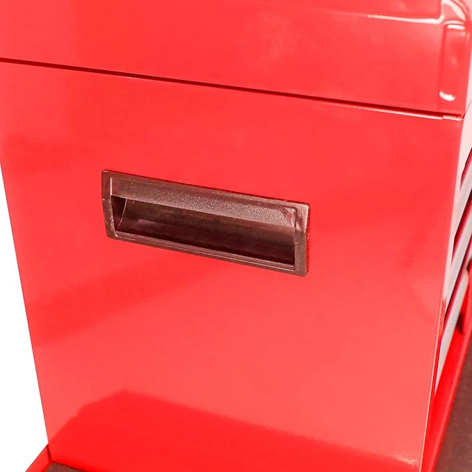 Rolling Tool Chest Metal Tool Box with Wheels Tool Cabinet Portable Tool Box with Wheels Detachable 5 Drawers Tool Chest with Bottom Cabinet and One Adjustable Shelf, Red