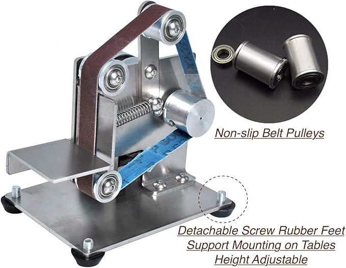 Electric Belt Sander for Woodworking, Mini Belt Sander for Metal Plastic Working DIY Small Projects, 7 Speed Regulation, Angle Adjustable Belt Knife Sharpener with 10pcs Belts and Dust Shield