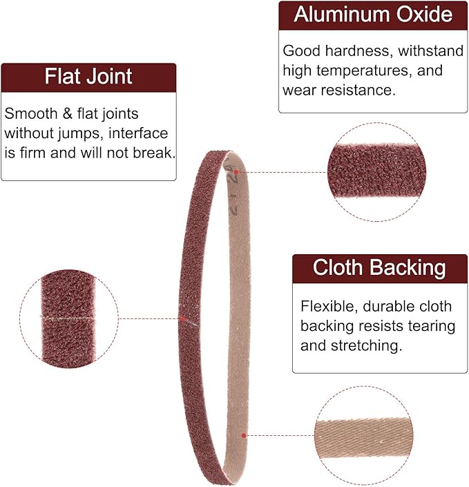 uxcell 10pcs 2-1/2" x 16" Sanding Belts 40 Grits Aluminum Oxide Abrasive Belt Sander Paper Sanding Papers for Metal Wood Grinding Polishing, Reddish Brown