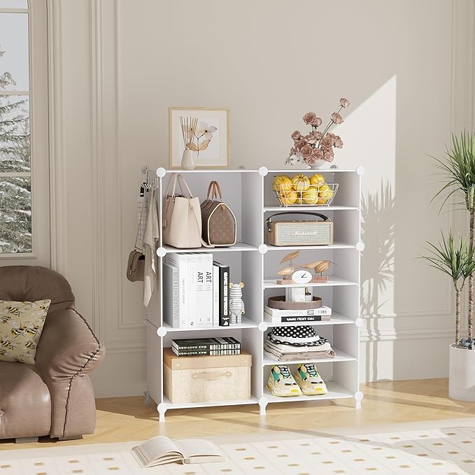AWTATOS Closet Organizer 6 Cube Storage Shelves Portable Closet Clothes Organizers and Storage Stackable Cubby Shelving for Closet Bedroom Living Room Office White