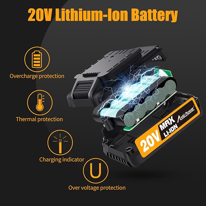 AVID POWER 20V Cordless Drill Set 320 In-lbs Torque Power Drill/Driver Kit with 2 Variable Speed, 3/8'' Keyless Chuck