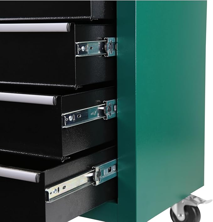 5 Drawers Rolling Tool Chest Tool Cabinet on Wheels with Keyed Locking System and Drawer Liners Tool Chest with Link Buckle and can be Combined to Large Cabinet Set for Warehouse & Garage,Green