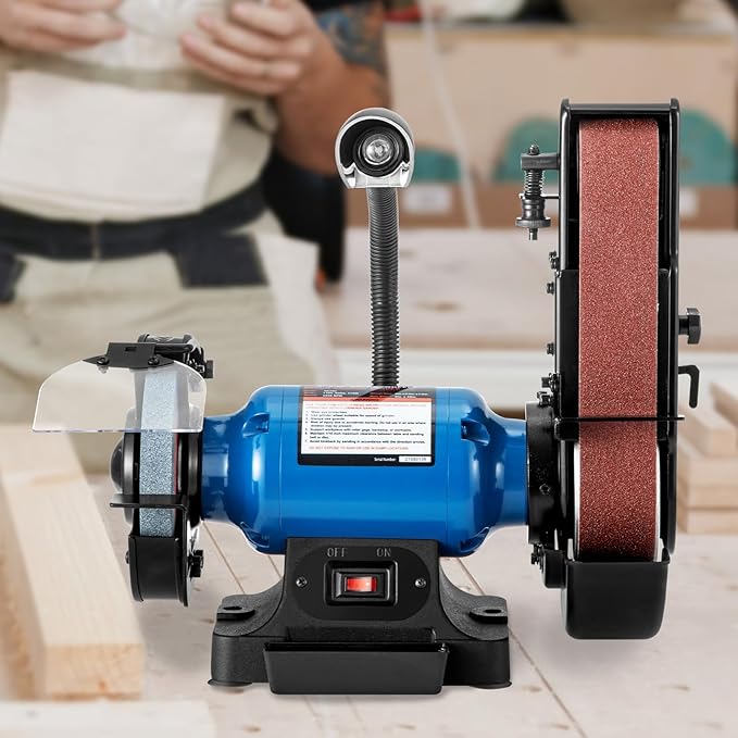VEVOR 5" Disc Sander and 1" x 30" Belt Sander Combo with 2.5A Induction Motor, Powerful Woodworking Bench Sander with 0-45° Adjustable Cast Aluminum Work Table