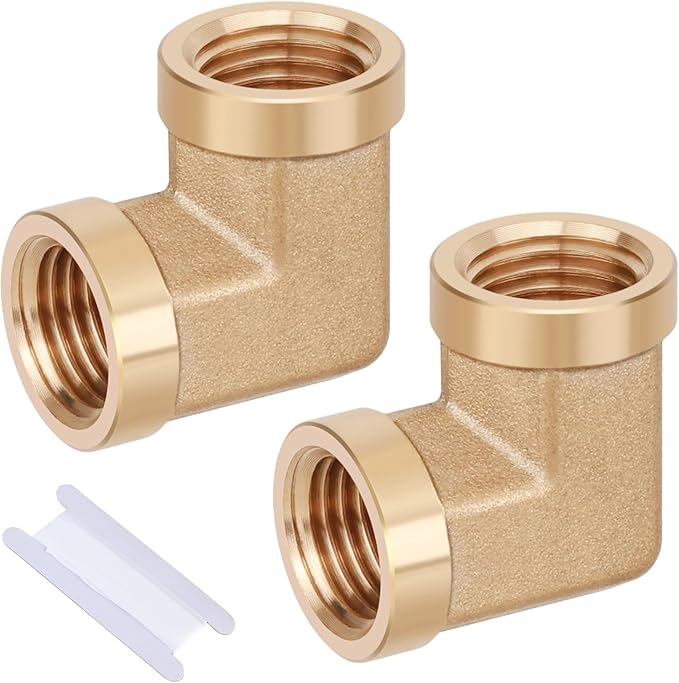 2pcs 1/4” Brass Fittings 90 Degree Barstock Street Elbow 1/4" NPT Female Pipe to 1/4" NPT Female Pipe 1/4 NPT Female Elbow Forged Brass Pipe Fittings