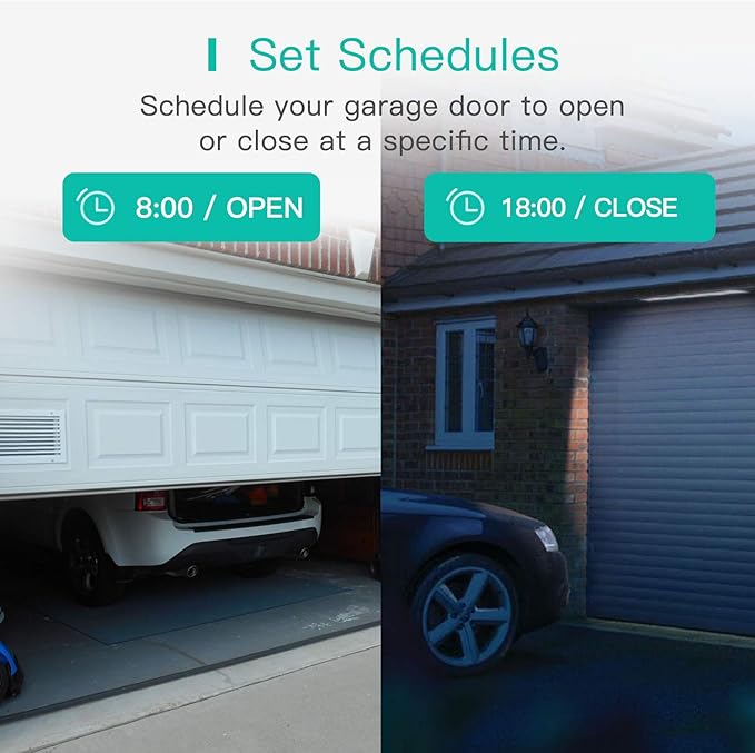 Smart WiFi Garage Door Opener Remote, Tuya Smart Life App Control, Work with Alexa and Google Assistant, No Hub Needed, White
