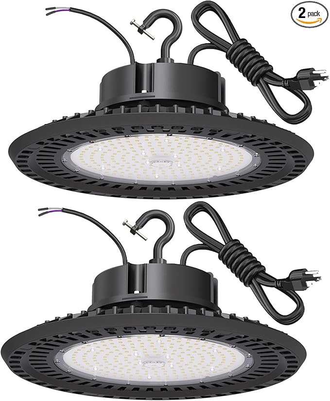BFT UFO LED High Bay Light 240W 2PACK ETL Listed 0-10V Dimmable High Bay LED Shop Lights 36000LM 5000K High Bay LED Light with US Plug led UFO high Bay for Warehouse Lights Commercial Bay Lighting