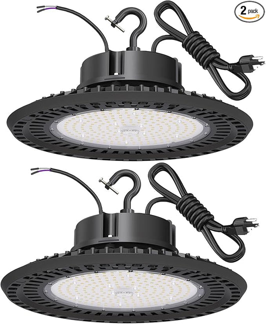 BFT UFO LED High Bay Light 240W 2PACK ETL Listed 0-10V Dimmable High Bay LED Shop Lights 36000LM 5000K High Bay LED Light with US Plug led UFO high Bay for Warehouse Lights Commercial Bay Lighting