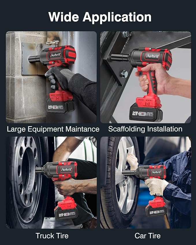1000Nm(738ft-lbs) Cordless Impact Wrench High Torque w/ 2x 4.0Ah Battery, Electric Impact Wrench 1/2 Inch, Power Battery Impact Gun 1/2 Drive, Fast Charger, 4 Sockets for Truck RV Car