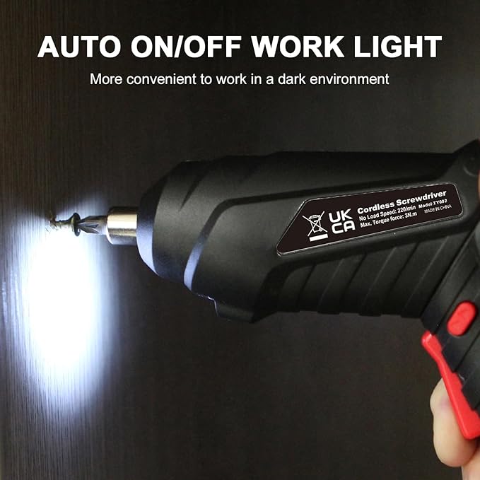 Cordless Electric Screwdriver, 3.6V Rechargeable Power Screwdriver with 47 pcs Accessories, usb charging, 3Nm Screw Gun, mini Carrying screwdriver set with LED Light for Electric Power Drill Set