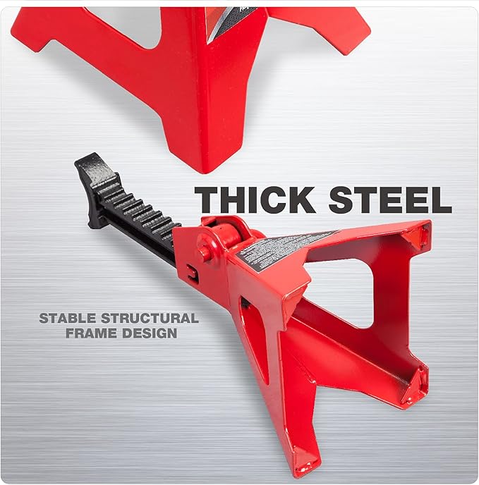 Jack Stands 3 Ton (6,600 LBs) Car Jack Stand Adjustable Lifting for Automotive Small SUV, Red, 2 Pack