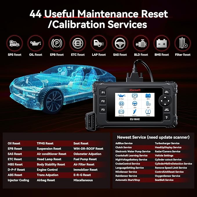 Bidirectional OBD2 Diagnostic Tool for BMW/Mini/Mercedes-Benz/Audi/Porsche/Volkswagen etc,2025 iCarsoft EU MAX Code Reader Scanner, All System, 44 Services
