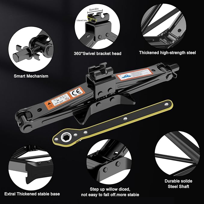 IMAYCC Scissor Jack, Compact Car Jack Kit 1.5 Ton/3306 LBS,3.9"-13" Lifting Range Car Lift Jack,Portable Tire Change Kit for Cars/SUVS/Sedans