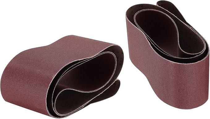 uxcell 2pcs 6" x 89" Sanding Belts 120 Grits Aluminum Oxide Abrasive Belt Sander Paper Sanding Papers for Metal Wood Grinding Polishing, Reddish Brown