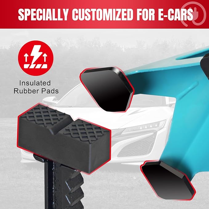Jack Stands, 3 Ton (6600 LBs) Adjustable Ratchet Car Lifting Jack Stand with Dual Secure Pins, Insulated Rubber Saddle & Foot Pads for Electric Vehicles, Automotive Mortorcycles, 2 Pack
