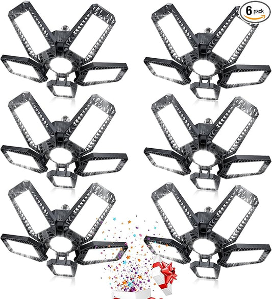 LED Garage Lights - 160W 16000LM 6500K Garage Lights Garage LED Lights Screw in with 5+1 Deformable Panels, Garage Lights Ceiling LED for Garage, Workshop, Basement Support E26/E27 (6)