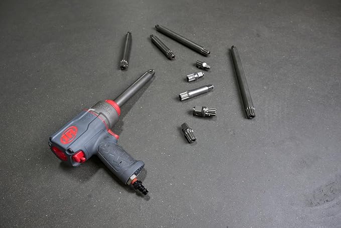 Ingersoll Rand 2236QPTIMAX DXS2 1/2" Air Impact Wrench, Quiet, 1500 ft-lb Torque, Titanium Hammercase, Pin Retainer, Pistol, Interchangeable Anvil, Multi-functional Tool