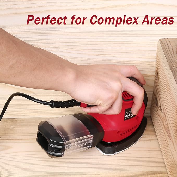 Sander, 200W Compact Electric Sander with 20Pcs Sandpapers & 2Pcs Polishing Pads, 14000 RPM, Hand Sanders with Efficient Dust Collection System for Wood,Woodworking,Sanding Works in Home