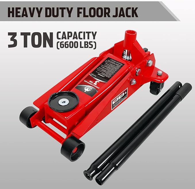 Floor Jack 3 Ton Capacity Fast Lift Service Jack Steel Heavy Duty Hydraulic Car Jack