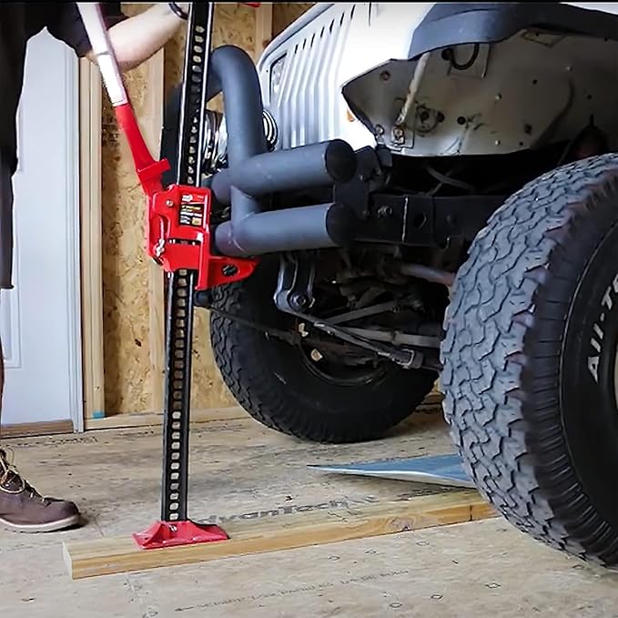 BIG RED Torin 60" Ratcheting Off Road Utility Farm Jack, 3 Ton (6,000 lb) Capacity, Red