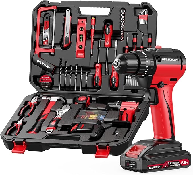 Cordless Drill Tool Kit Set 21V Power Drill Tool Box with Battery Electric Drill Driver for Men Home Hand Repair Basic Toolbox Tools Sets Drills Case