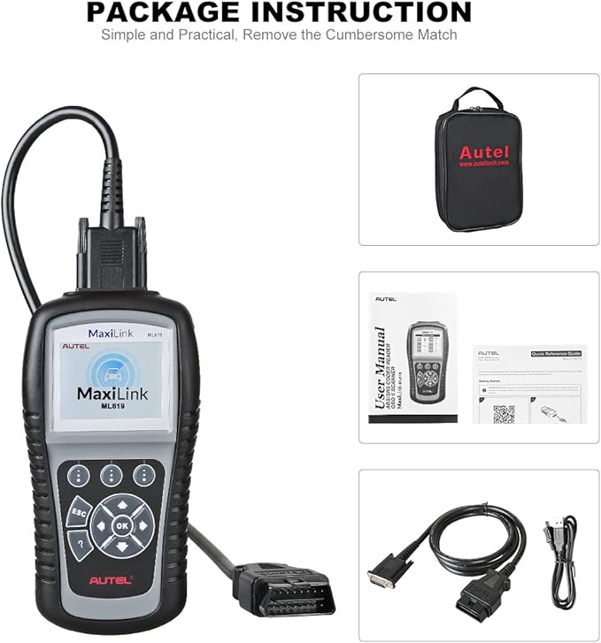 Autel MaxiLink ML619 OBD2/EOBD Code Reader with ABS/SRS Diagnostic (Upgraded Version of AL619)