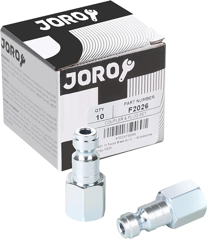 Air Compressor Accessories Fittings, Automotive T-type, 1/4 Inch Body Size, 1/4 Inch Female Threads Size, Steel Material, 300PSI Max Working Pressure, 10 Pieces Air Hose Plug Set