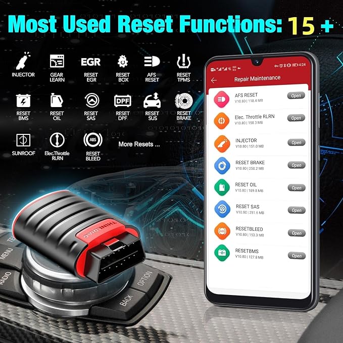 Thinkdiag OBD2 Scanner Bluetooth, Full System Bidirectional Diagnostic Scan Tool OE-Level Code Reader with ECU Coding,15+ Reset Service, FCA AutoAuth, All Software 1 Year Update Fits for iOS & Android