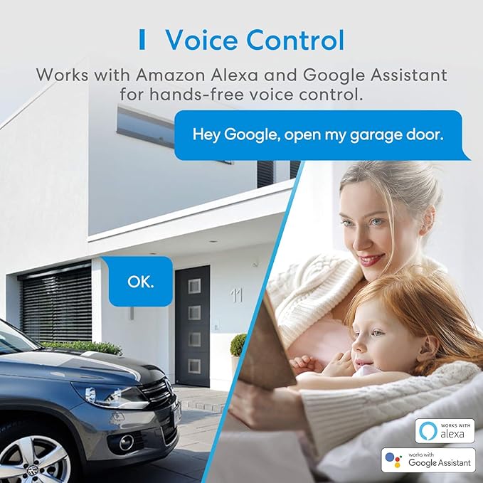 meross Smart Garage Door Opener Remote, APP Control, Compatible with Alexa and SmartThings, Multiple Notification Modes, No Hub Needed
