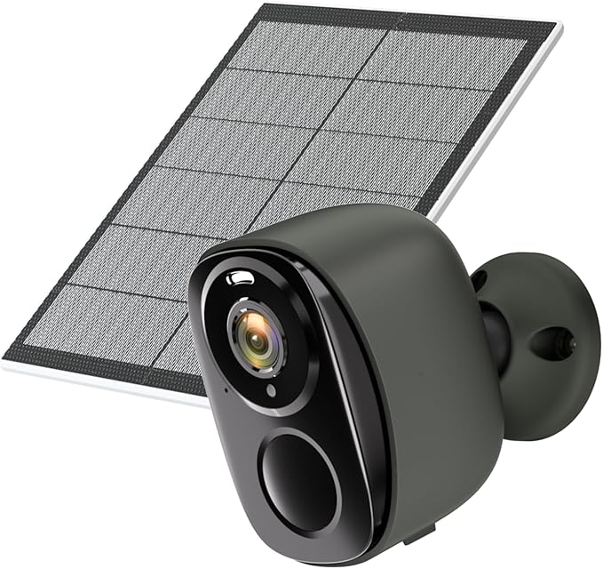 Rraycom 1pc Solar Security Cameras Wireless Outdoor, 2K Battery Powered Cameras for Home Security, WiFi Camera with Solar Panel, Color Night Vision, AI Motion Detection, 2 Way Audio, IP65, SD/Cloud G