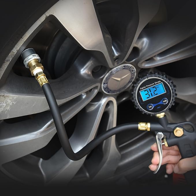Air Chuck,1/4 FNPT Closed Flow Brass Tire Air Chuck, Locking Air Chuck Quick Connect for Inflator Gauge Compressor Accessories (2 Pack)