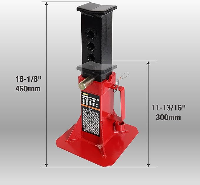 BIG RED ATZ120005R Torin Heavy Duty Pin Type Professional Car Jack Stand with Lock, 12 Ton (26,400 lb) Capacity, Red, 1 Pair