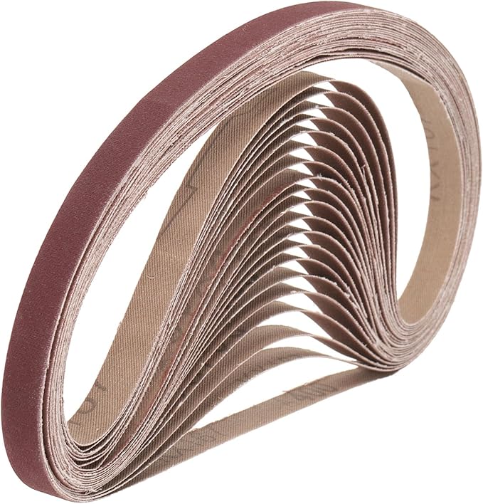 uxcell 20pcs 1-1/2" x 30" Sanding Belts 400 Grits Aluminum Oxide Abrasive Belt Sander Paper Sanding Papers for Metal Wood Grinding Polishing, Reddish Brown