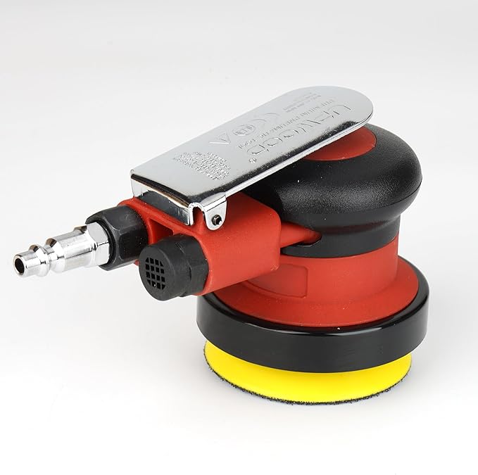 3 inch Mini Palm Air Sander, 3/32 Orbit, MAX12,000 RPM, Random Orbital Pneumatic Polisher with 12 sandpapers and 1 extra hook-loop backing pad (3inch)