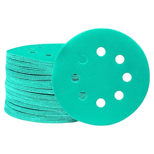 80 Pack Mix Fine Grit 5 inch Sanding Discs 8 Holes, Sandpaper for Random Orbital Sander Grinder, 320/400/600/800/1000/1200/1500/2000 Hook and Loop Sand Paper Disc Especially for Wet Grinding, Green