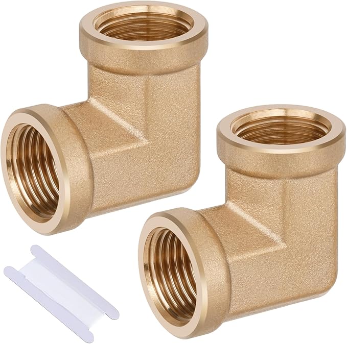2pcs 3/8” Brass Fittings 90 Degree Barstock Street Elbow 3/8" NPT Female Pipe to 3/8" NPT Female Pipe 3/8 NPT Female Elbow Forged Brass Pipe Fittings