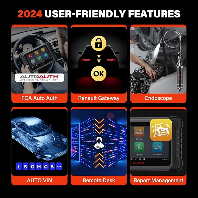 Autel Scaner MaxiCOM MK808S: 2024 Same as MX808S/MK808Z Bidirectional Scan Tool, Upgrade of MK808/MX808, 28+ Services, OE-Level All Systems Diagnostic Scanner, FCA AutoAuth Work with MV105/MV108