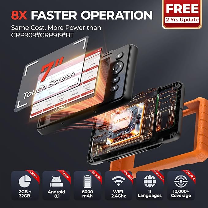 LAUNCH X431 CRP919C 2025 Bidirectional Scan Tool with 32+ Reset, CAN FD/DoIP, All System Diagnostic Scanner for All Cars, Active Test, FCA Autoauth 2-Year Free Update